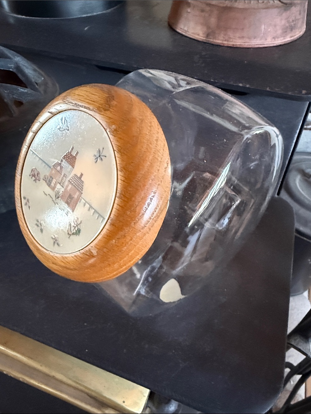 International Heartland Glass Kitchen Canister with Decorative Wooden Lid
